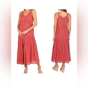 GUC Anthropologie Joie Red Tiered Maxi Dress Large
